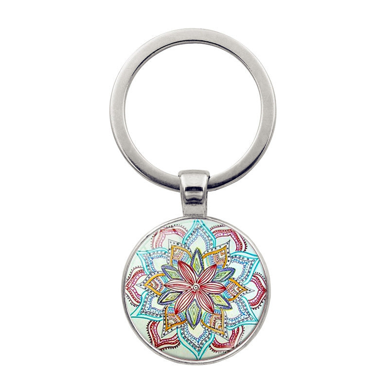 Wholesale Zinc Alloy Mandala Flower of Life Time Gem Creative Keychain